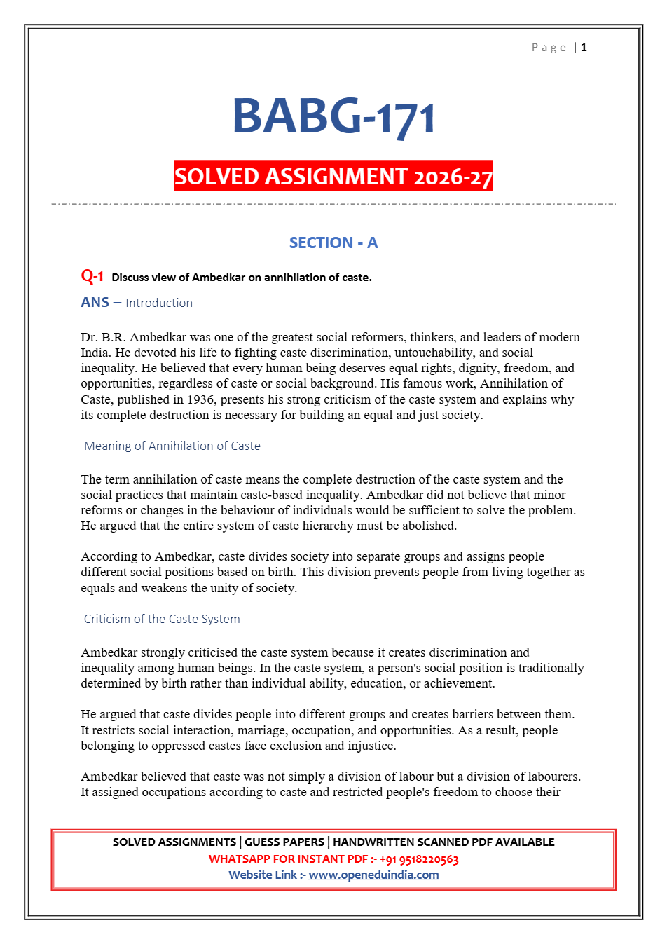 BABG-171 Solved Answer Page 2 Preview